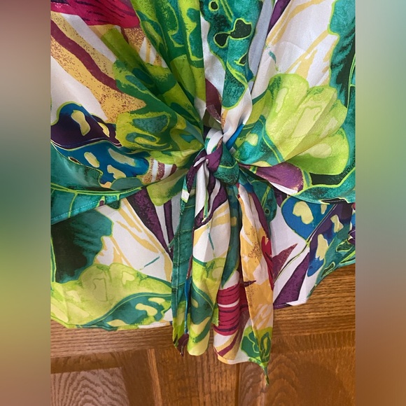Chicos Colorful Jungle Tie-Front Tank Chicos size 0 - Picture 5 of 9